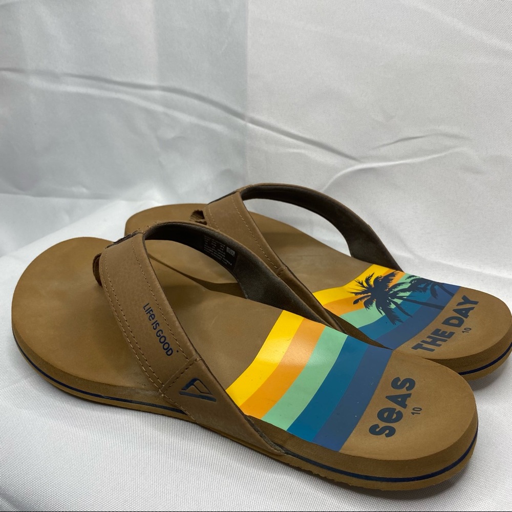 Reef Men Bronze Brown Seas the Day Newport Comfort Summer Flip Flop 10 NWOT - Picture 7 of 9